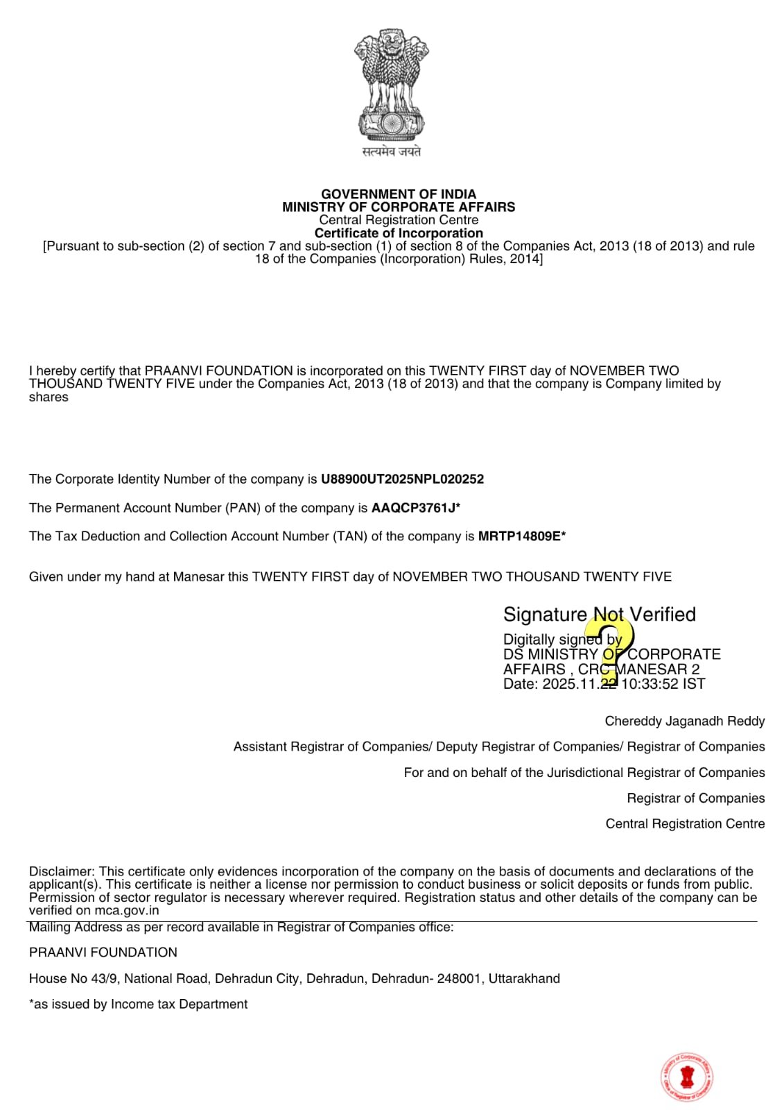 Certificate of Incorporation